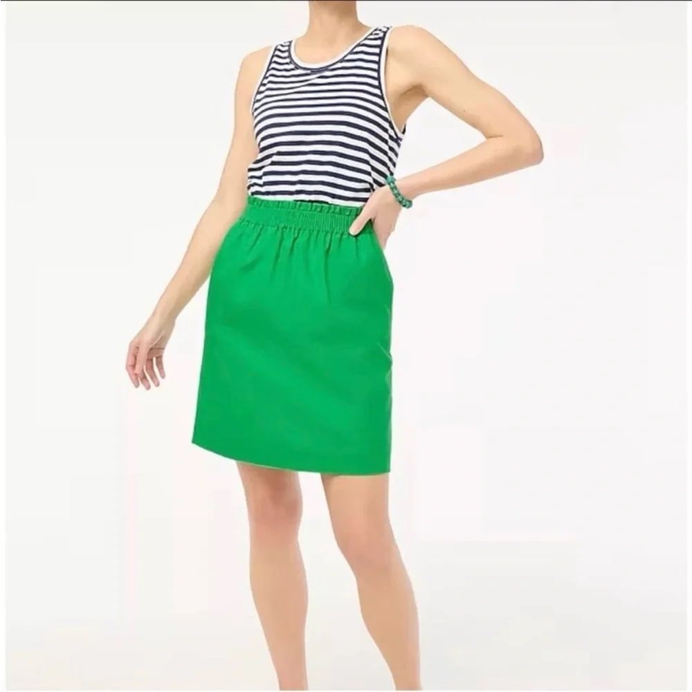 J.Crew Kelly Green Linen Cotton Blend Paperbag Waist Mini Skirt Size 2